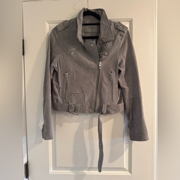 NWHT Blank NYC Cloud Grey Suede Moto Jacket - Picture 5 of 8